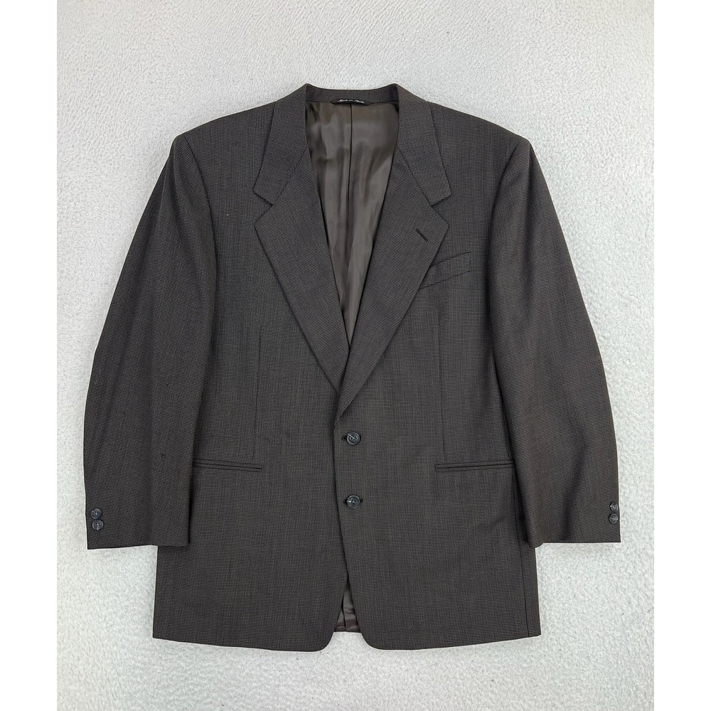Canali Suit Jacket Mens 42R (IT 52) Brown Check Wool Tallia Made Italy 2 Button